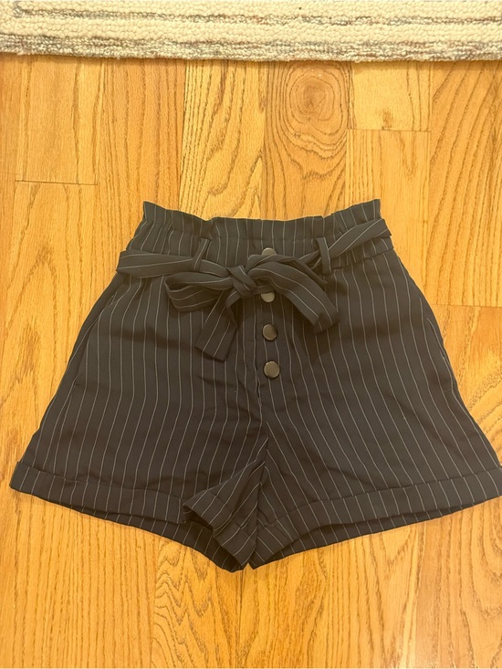 Zara Pants - Zara Navy Pinstripe High-Waist Paperbag Shorts with Tie